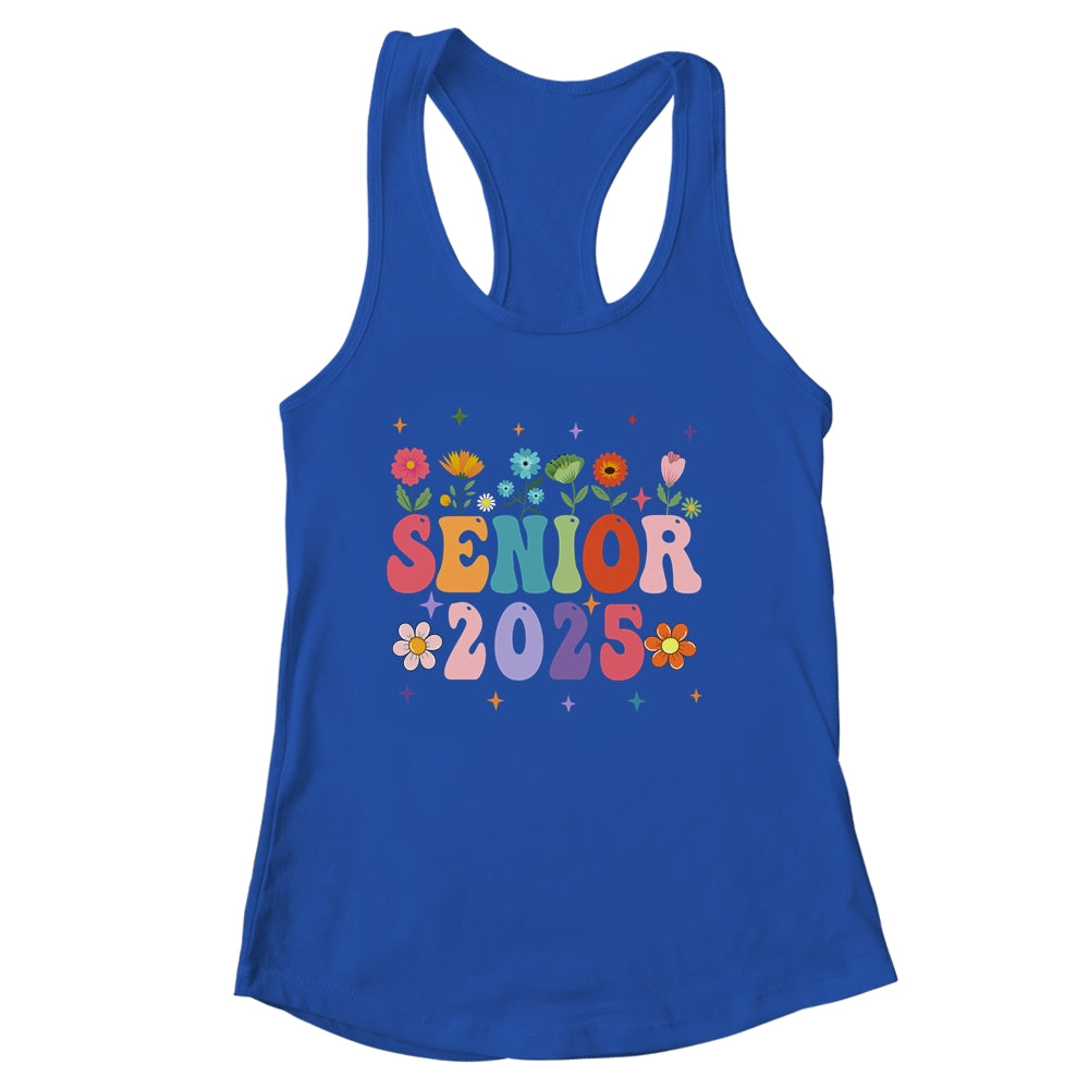 Retro Groovy Flower Senior 25 Class Of 2025 Graduation Shirt & Tank Top | siriusteestore