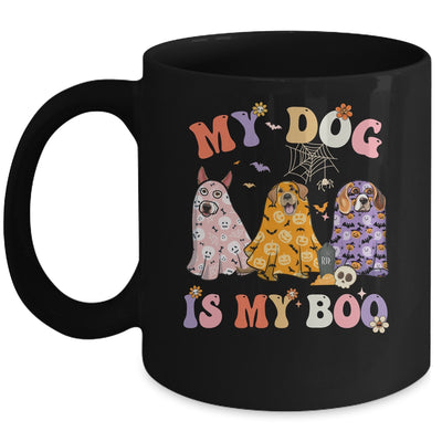 Retro Groovy My Dog Is My Boo Ghost Halloween Spooky Season Mug | siriusteestore