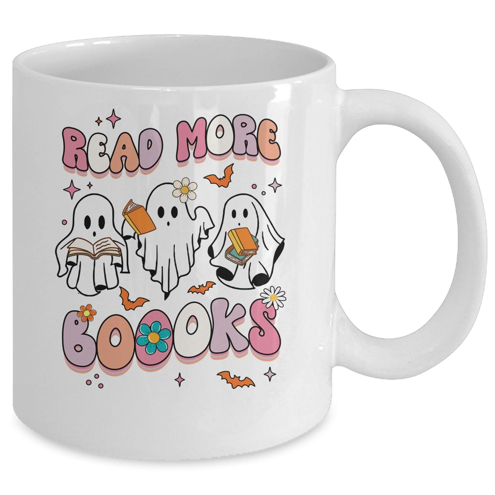 Retro Groovy Read More Books Ghost Boo Funny Halloween Mug | siriusteestore