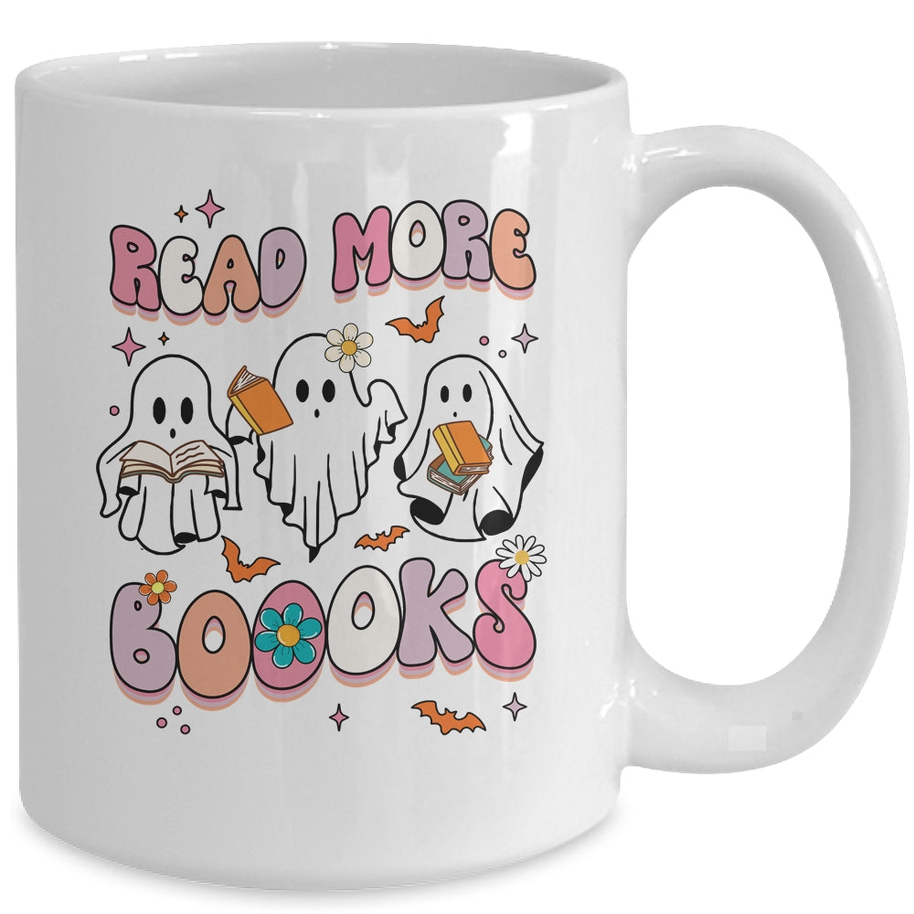 Retro Groovy Read More Books Ghost Boo Funny Halloween Mug | siriusteestore