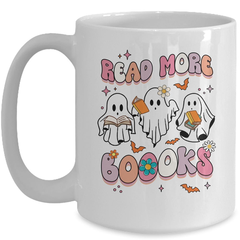 Retro Groovy Read More Books Ghost Boo Funny Halloween Mug | siriusteestore