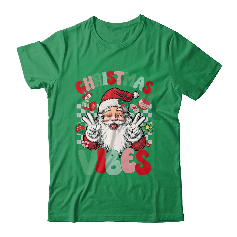 Retro Groovy Santa Claus Christmas Vibes Womens Girls Shirt & Sweatshirt | siriusteestore