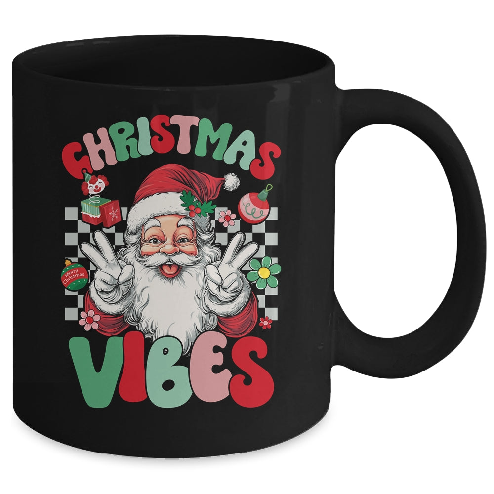 Retro Groovy Santa Claus Christmas Vibes Womens Girls Mug | siriusteestore