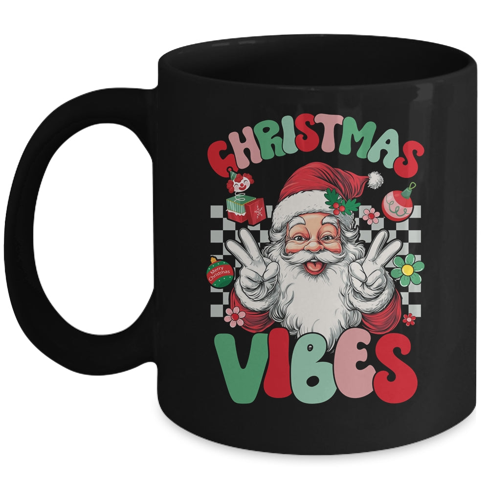 Retro Groovy Santa Claus Christmas Vibes Womens Girls Mug | siriusteestore