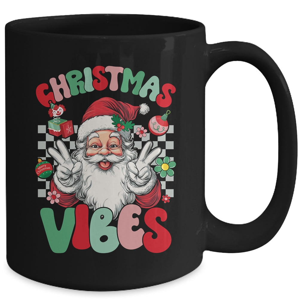 Retro Groovy Santa Claus Christmas Vibes Womens Girls Mug | siriusteestore