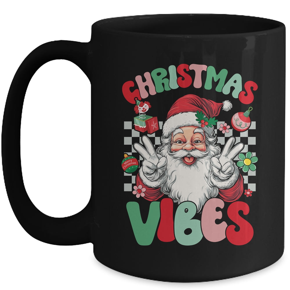 Retro Groovy Santa Claus Christmas Vibes Womens Girls Mug | siriusteestore