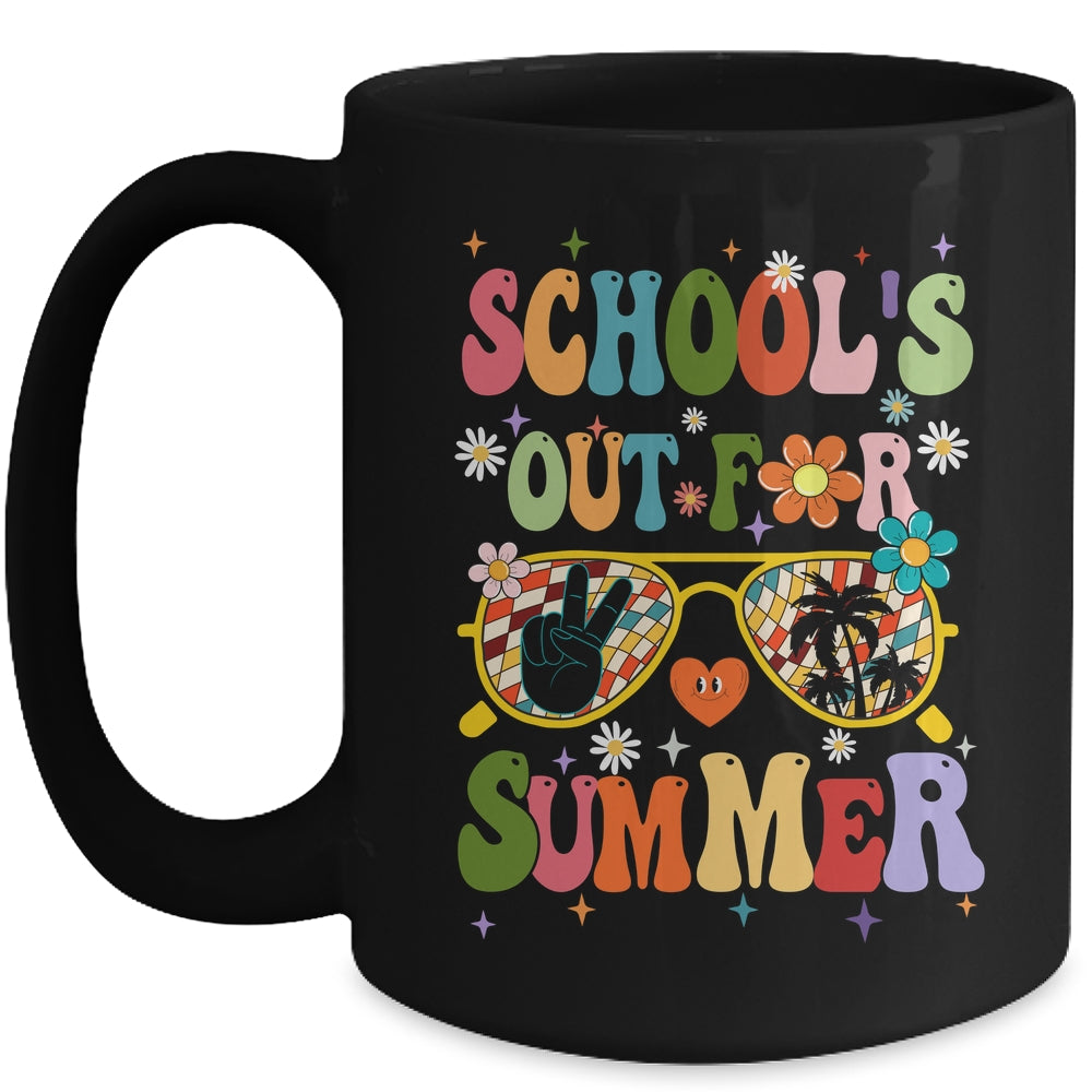 Retro Groovy Schools Out For Summer Graduation Teacher Kids Mug | siriusteestore
