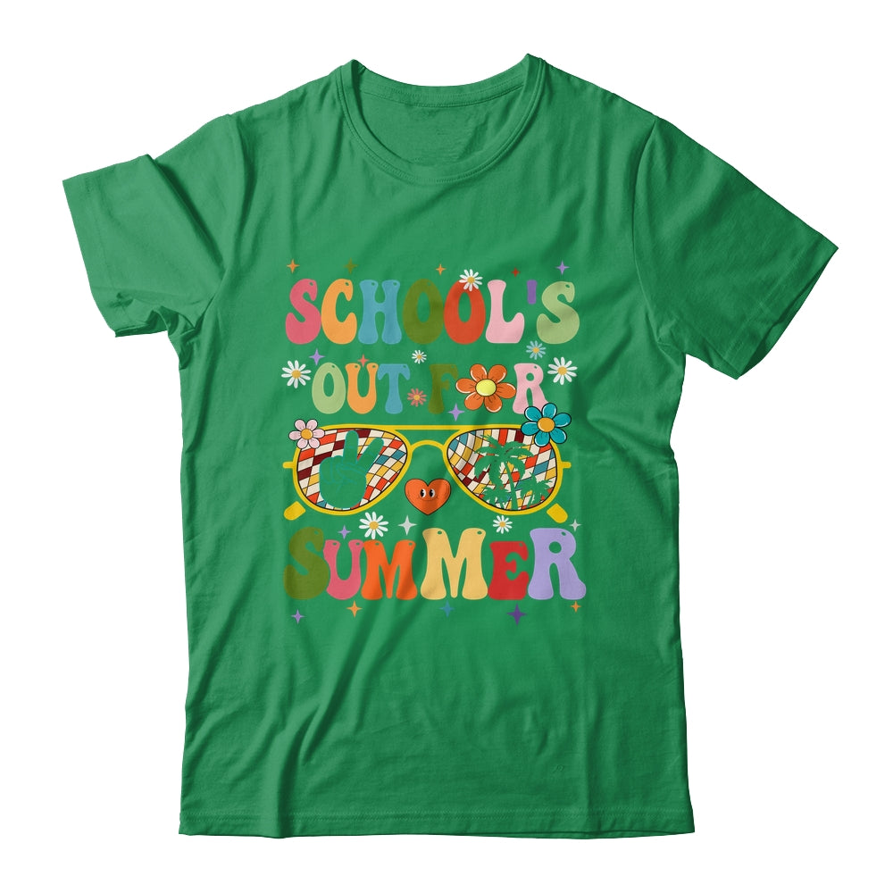 Retro Groovy Schools Out For Summer Graduation Teacher Kids Shirt & Hoodie | siriusteestore