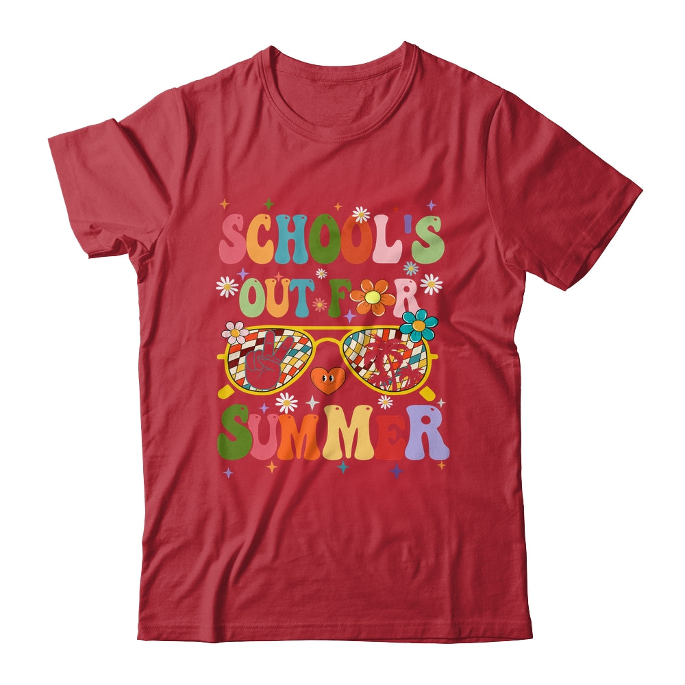 Retro Groovy Schools Out For Summer Graduation Teacher Kids Shirt & Hoodie | siriusteestore