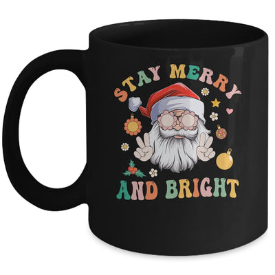 Retro Groovy Stay Merry Bright Christmas Cute Santa Claus Mug | siriusteestore
