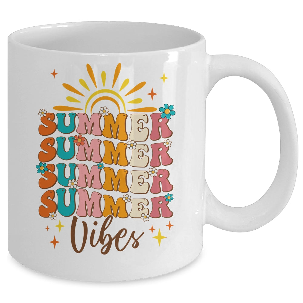 Retro Groovy Summer Vibes For Girl Women Beach Vacation Mug | siriusteestore