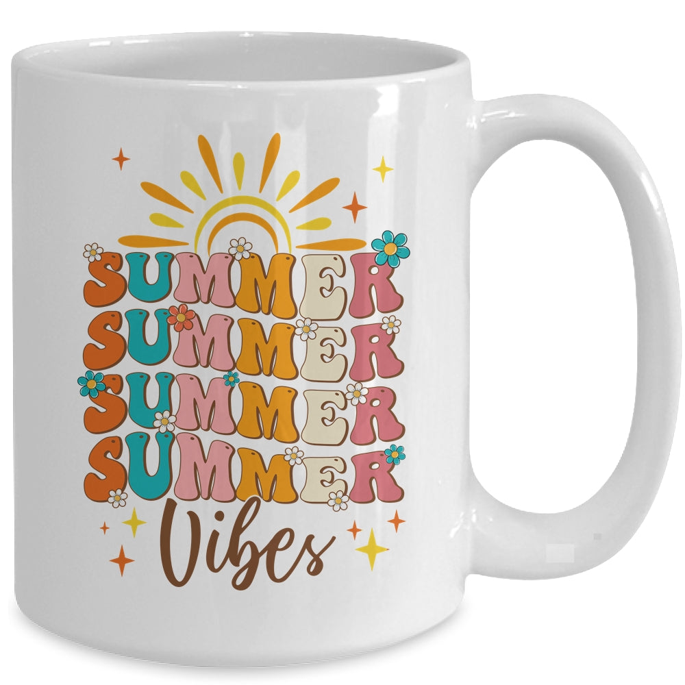 Retro Groovy Summer Vibes For Girl Women Beach Vacation Mug | siriusteestore
