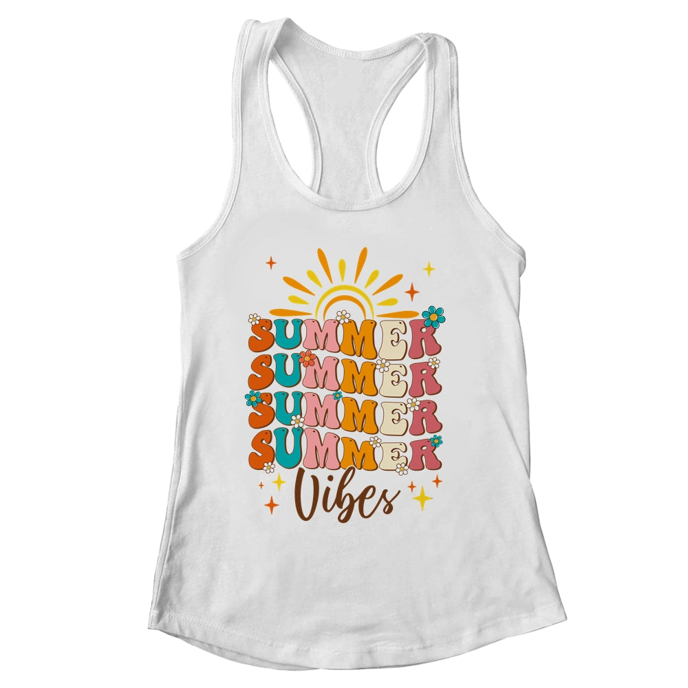 Retro Groovy Summer Vibes For Girl Women Beach Vacation Shirt & Tank Top | siriusteestore