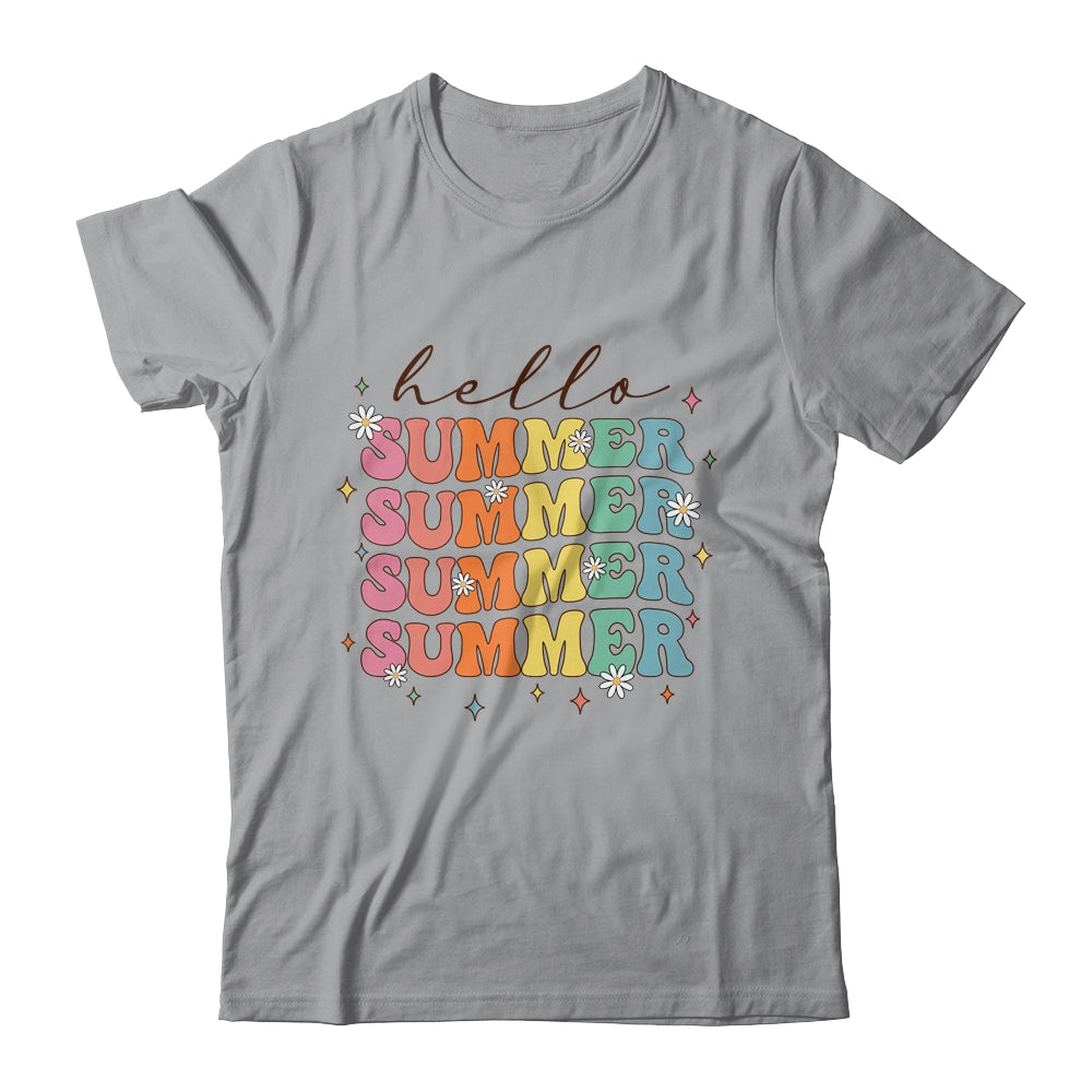 Retro Groovy Summer Women Girls Kids Hello Summer Vacation Shirt & Tank Top | siriusteestore