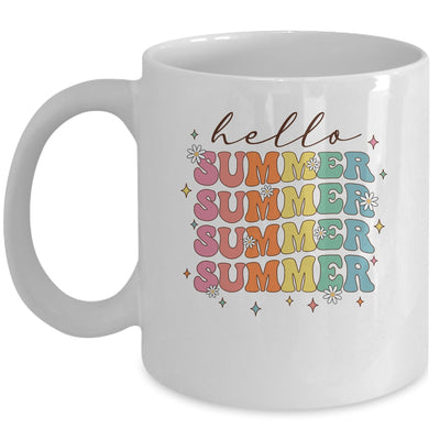 Retro Groovy Summer Women Girls Kids Hello Summer Vacation Mug | siriusteestore