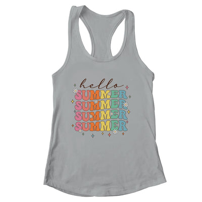 Retro Groovy Summer Women Girls Kids Hello Summer Vacation Shirt & Tank Top | siriusteestore
