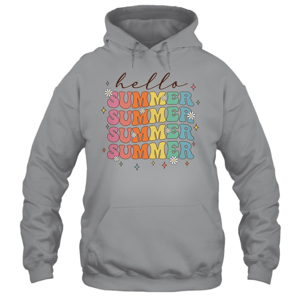 Retro Groovy Summer Women Girls Kids Hello Summer Vacation Shirt & Tank Top | siriusteestore