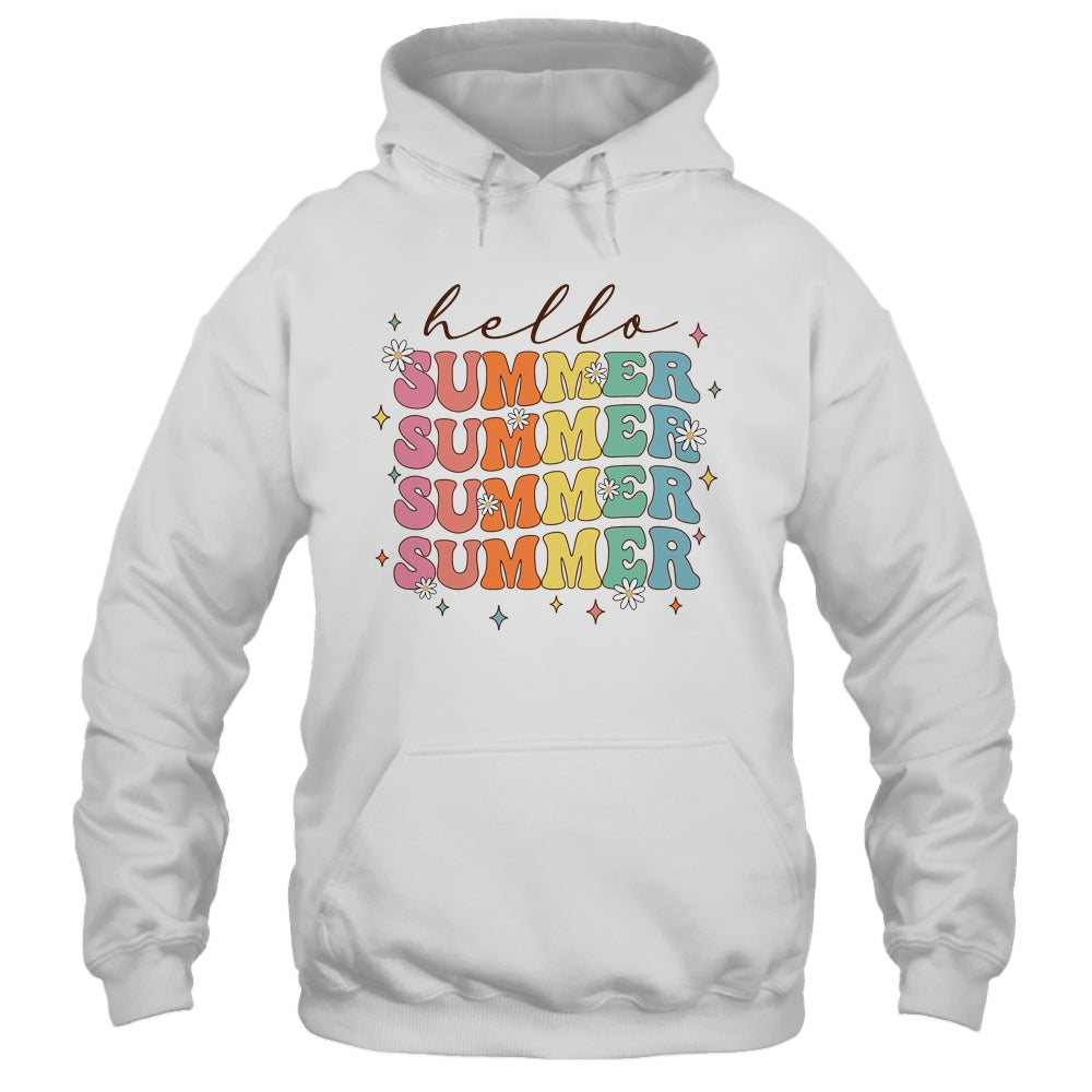 Retro Groovy Summer Women Girls Kids Hello Summer Vacation Shirt & Tank Top | siriusteestore