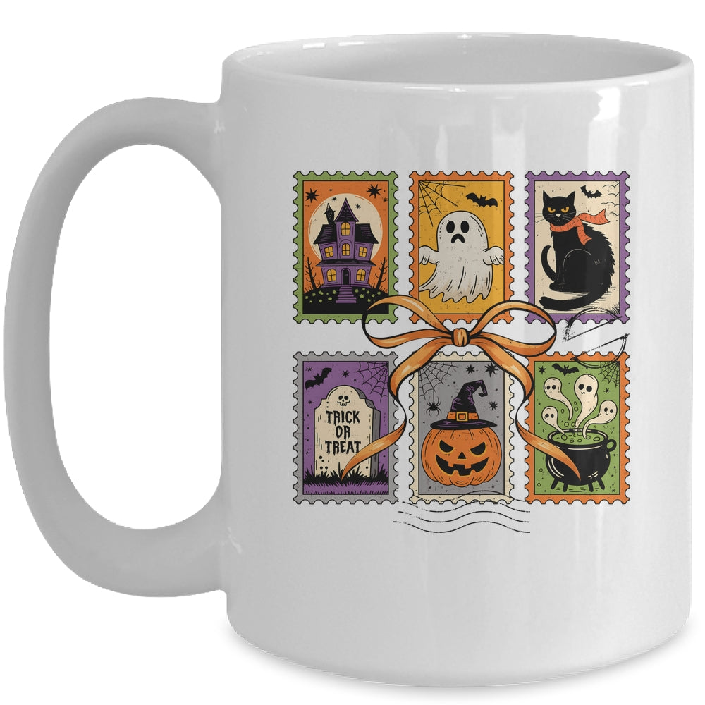 Retro Halloween Cat Ghost Girly Halloween Spooky Season Mug | siriusteestore