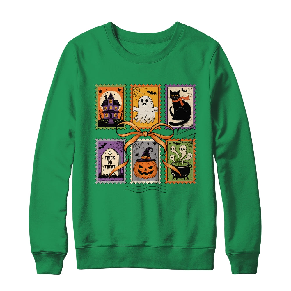 Retro Halloween Cat Ghost Girly Halloween Spooky Season Shirt & Sweatshirt | siriusteestore