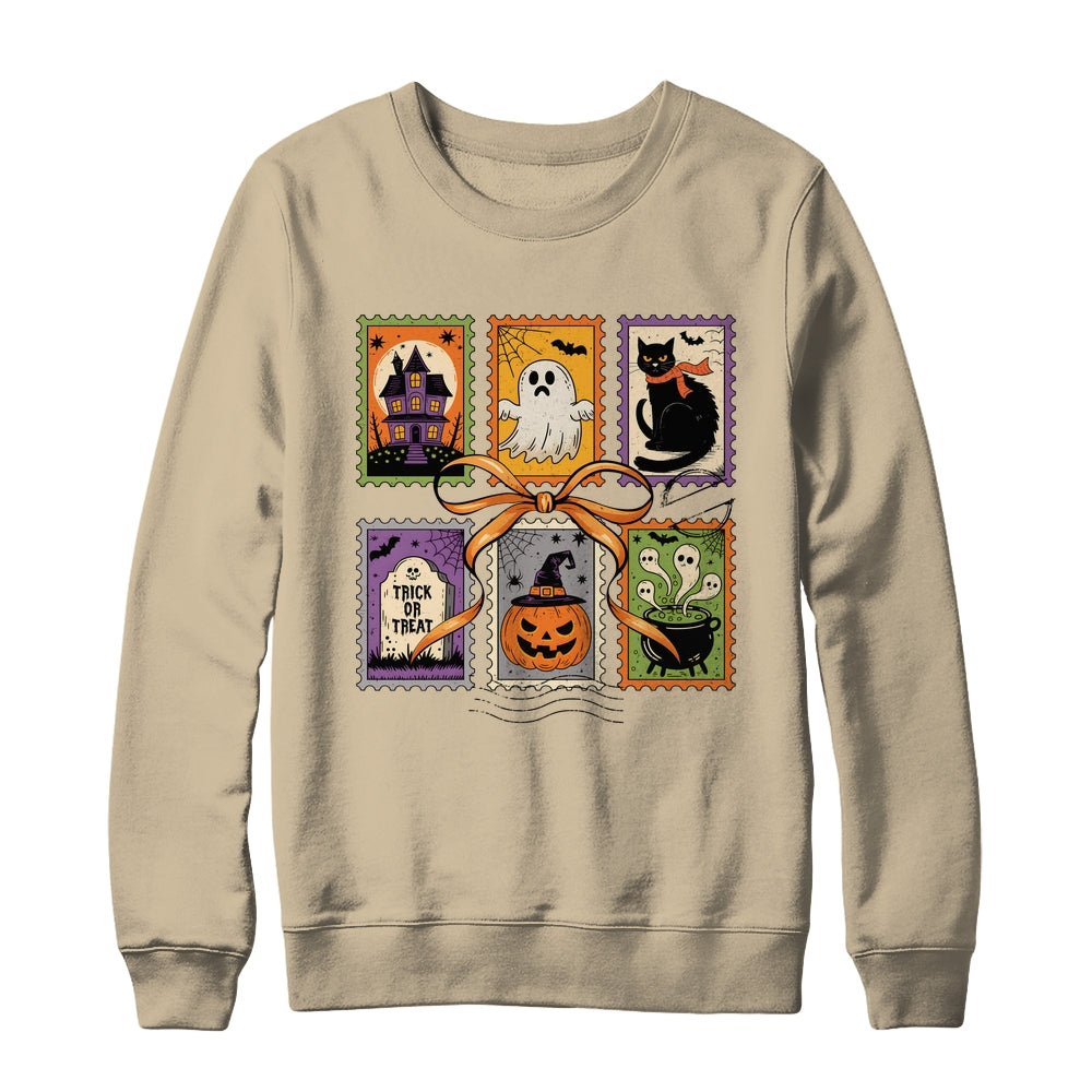 Retro Halloween Cat Ghost Girly Halloween Spooky Season Shirt & Sweatshirt | siriusteestore