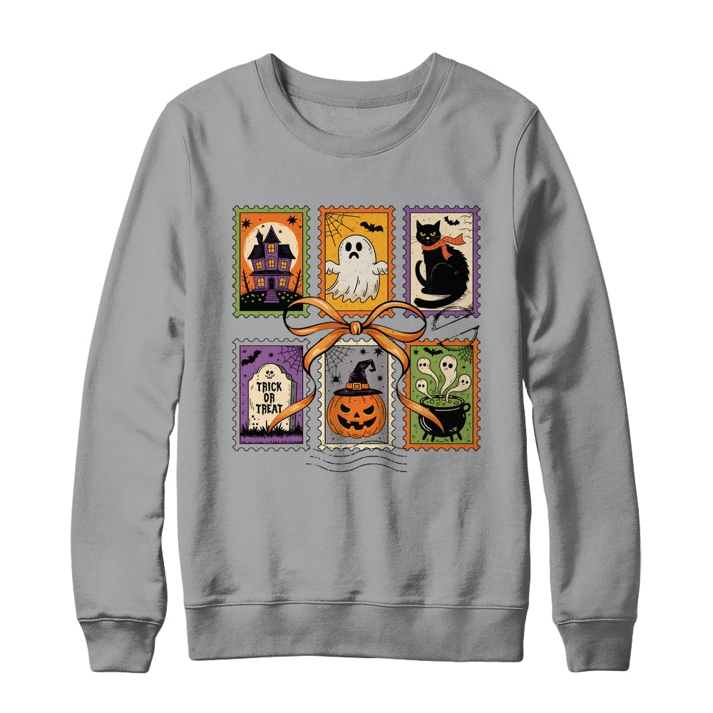 Retro Halloween Cat Ghost Girly Halloween Spooky Season Shirt & Sweatshirt | siriusteestore
