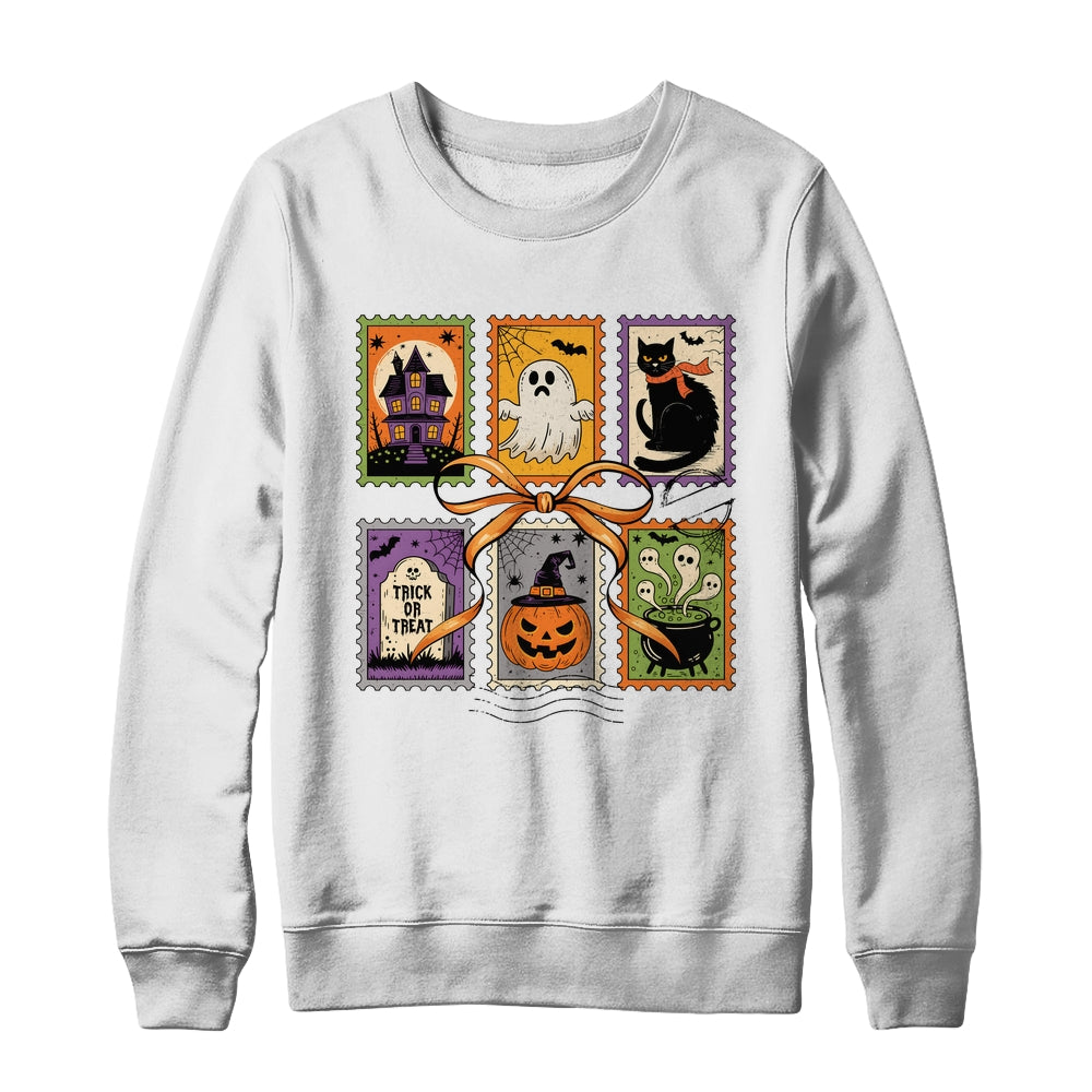 Retro Halloween Cat Ghost Girly Halloween Spooky Season Shirt & Sweatshirt | siriusteestore