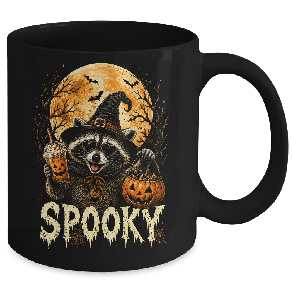 Retro Halloween Raccoon Witch Hat Funny Spooky Season Humor Mug | siriusteestore