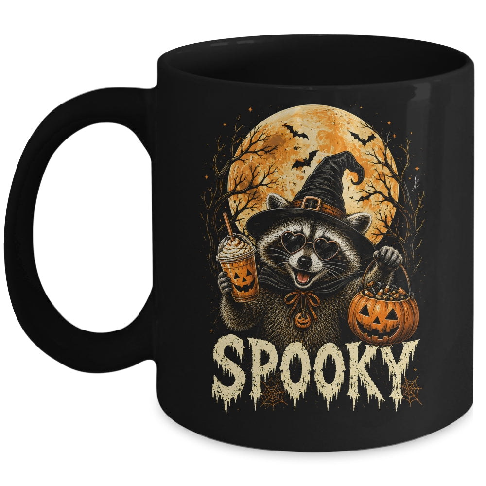 Retro Halloween Raccoon Witch Hat Funny Spooky Season Humor Mug | siriusteestore