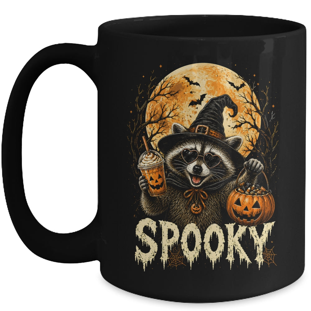 Retro Halloween Raccoon Witch Hat Funny Spooky Season Humor Mug | siriusteestore