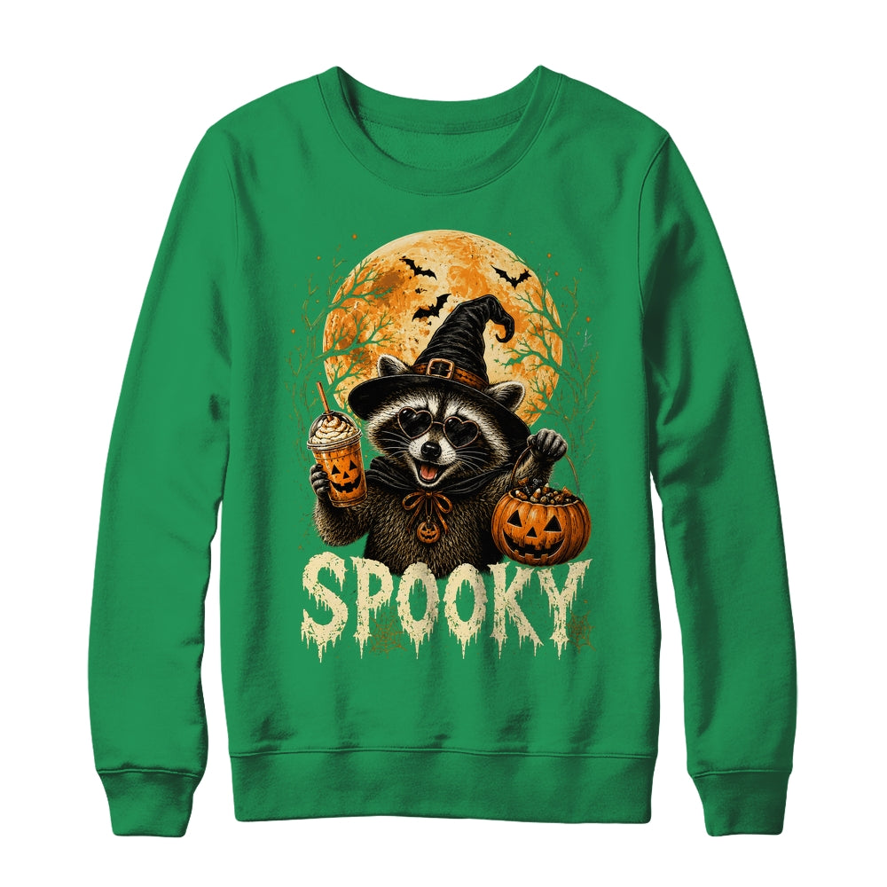 Retro Halloween Raccoon Witch Hat Funny Spooky Season Humor Shirt & Sweatshirt | siriusteestore