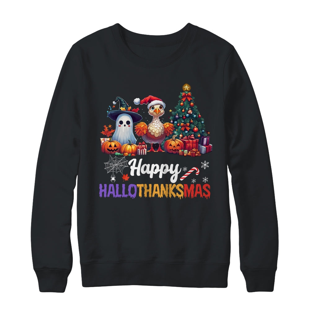 Retro Halloween Thanksgiving Christmas Happy HalloThanksMas Shirt & Sweatshirt | siriusteestore
