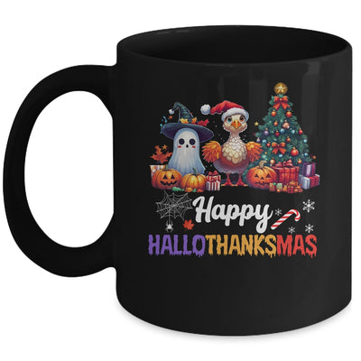 Retro Halloween Thanksgiving Christmas Happy HalloThanksMas Mug | siriusteestore
