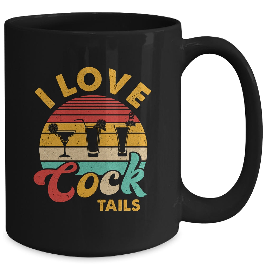 Retro I Love Cocktails Funny Adult Drinking Humor Pun Mug | siriusteestore
