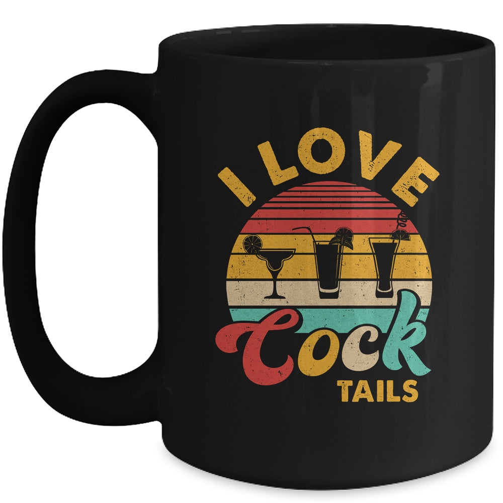 Retro I Love Cocktails Funny Adult Drinking Humor Pun Mug | siriusteestore