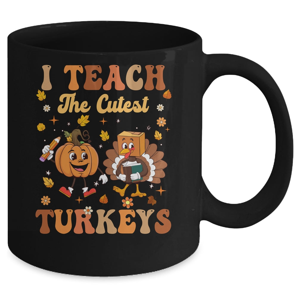Retro I Teach The Cutest Turkey Thanksgiving Pumpkin Teacher Mug | siriusteestore