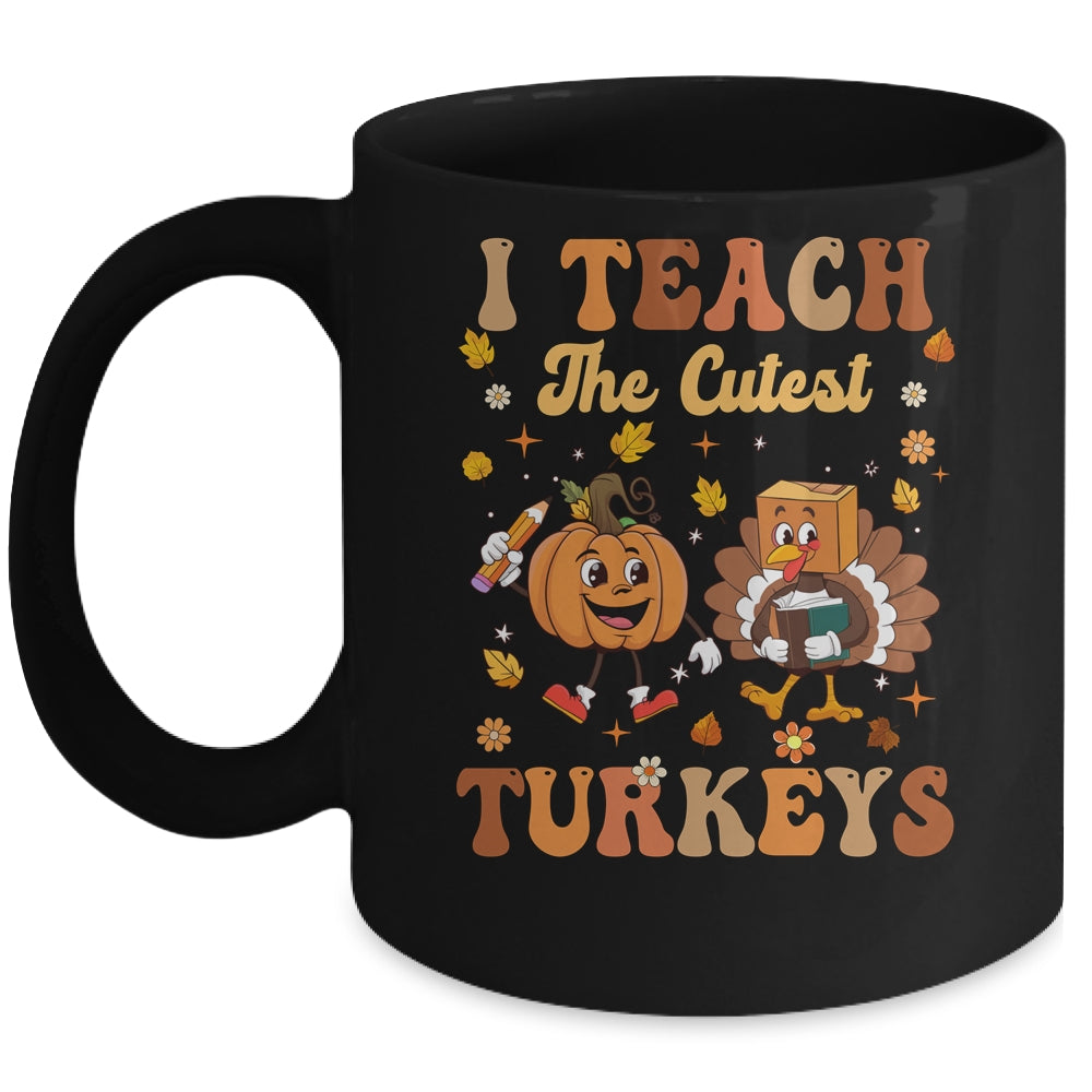 Retro I Teach The Cutest Turkey Thanksgiving Pumpkin Teacher Mug | siriusteestore