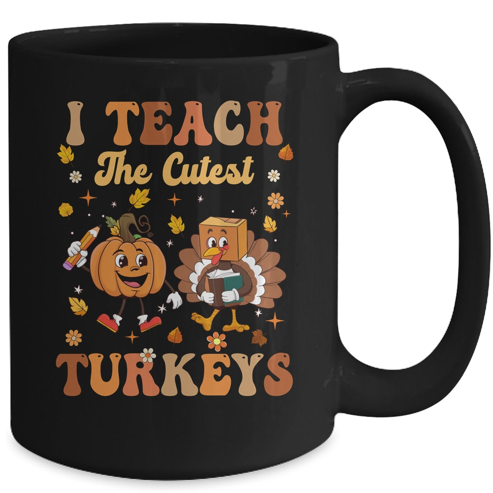 Retro I Teach The Cutest Turkey Thanksgiving Pumpkin Teacher Mug | siriusteestore