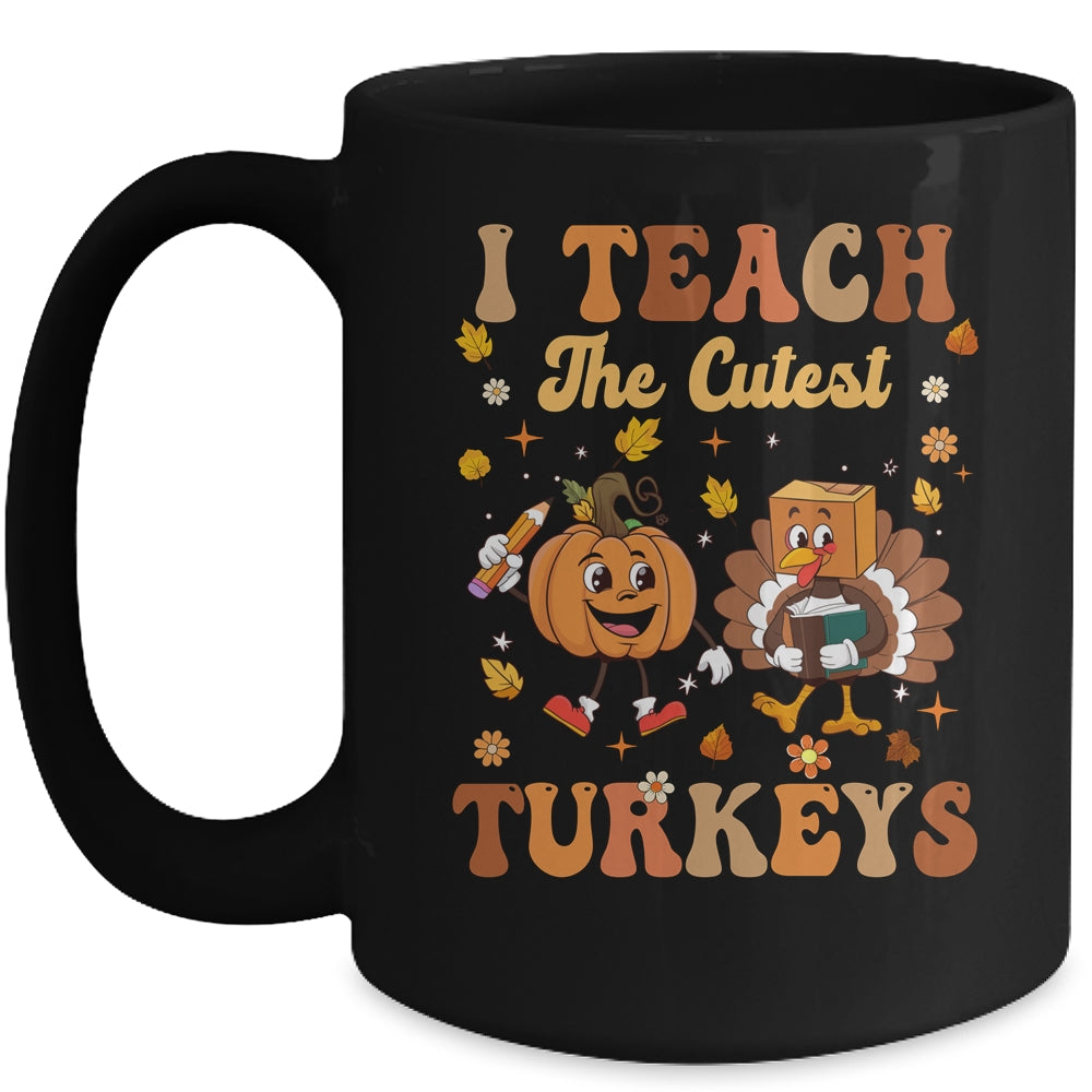 Retro I Teach The Cutest Turkey Thanksgiving Pumpkin Teacher Mug | siriusteestore