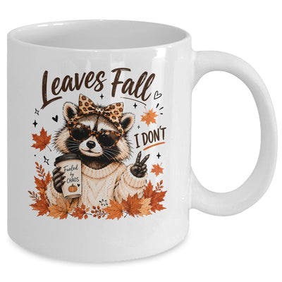 Retro Leaves Fall I Don't Funny Raccoon Autumn Pumpkin Spice Mug | siriusteestore