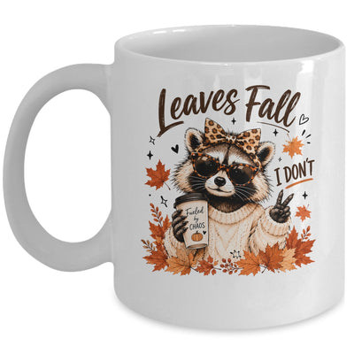 Retro Leaves Fall I Don't Funny Raccoon Autumn Pumpkin Spice Mug | siriusteestore