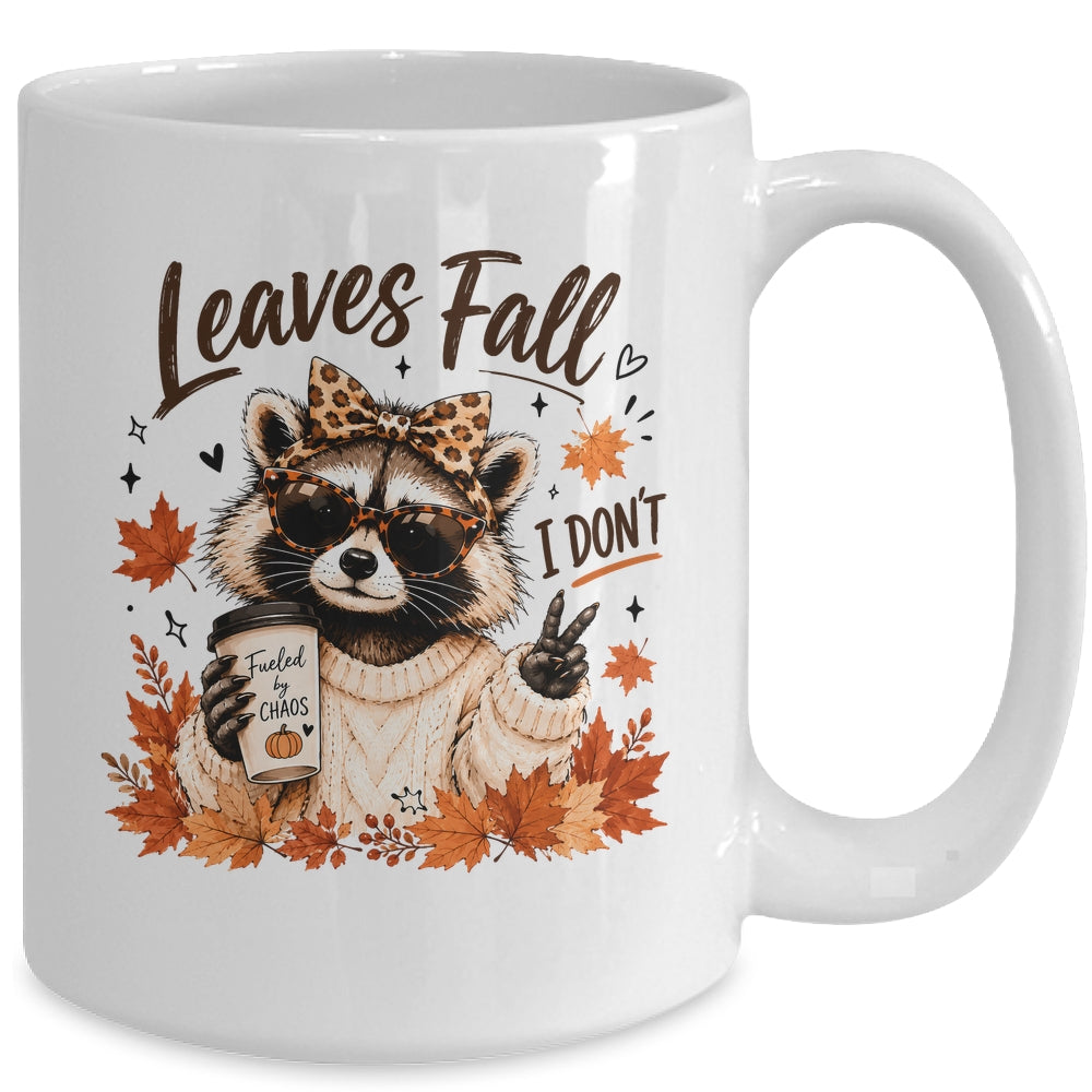 Retro Leaves Fall I Don't Funny Raccoon Autumn Pumpkin Spice Mug | siriusteestore