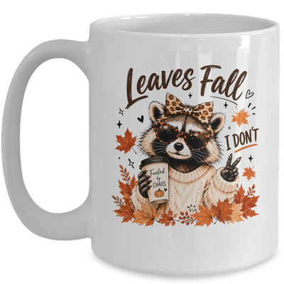 Retro Leaves Fall I Don't Funny Raccoon Autumn Pumpkin Spice Mug | siriusteestore