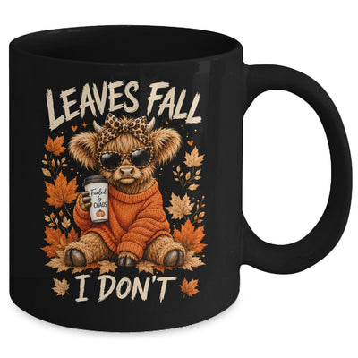 Retro Leaves Fall I Don't Western Highland Cow Farm Autumn Mug | siriusteestore