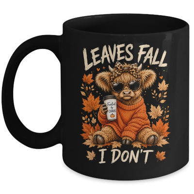 Retro Leaves Fall I Don't Western Highland Cow Farm Autumn Mug | siriusteestore