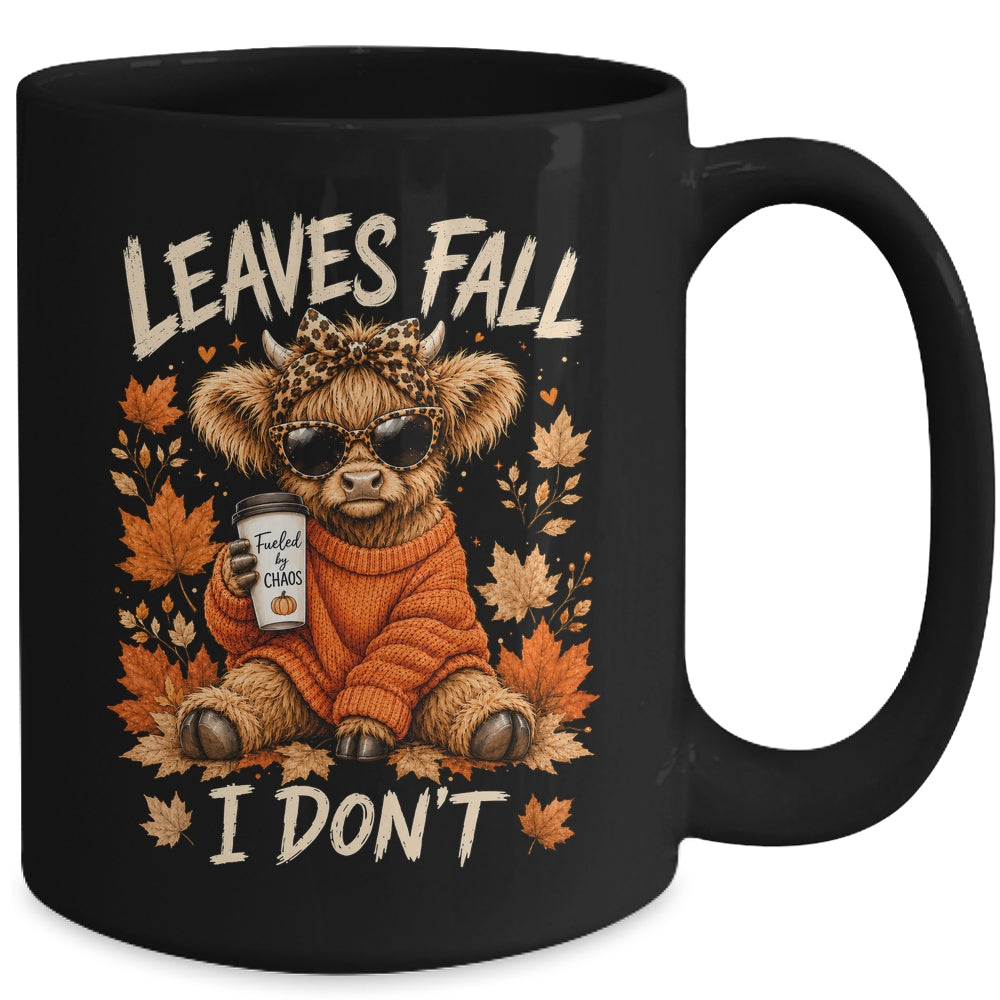 Retro Leaves Fall I Don't Western Highland Cow Farm Autumn Mug | siriusteestore