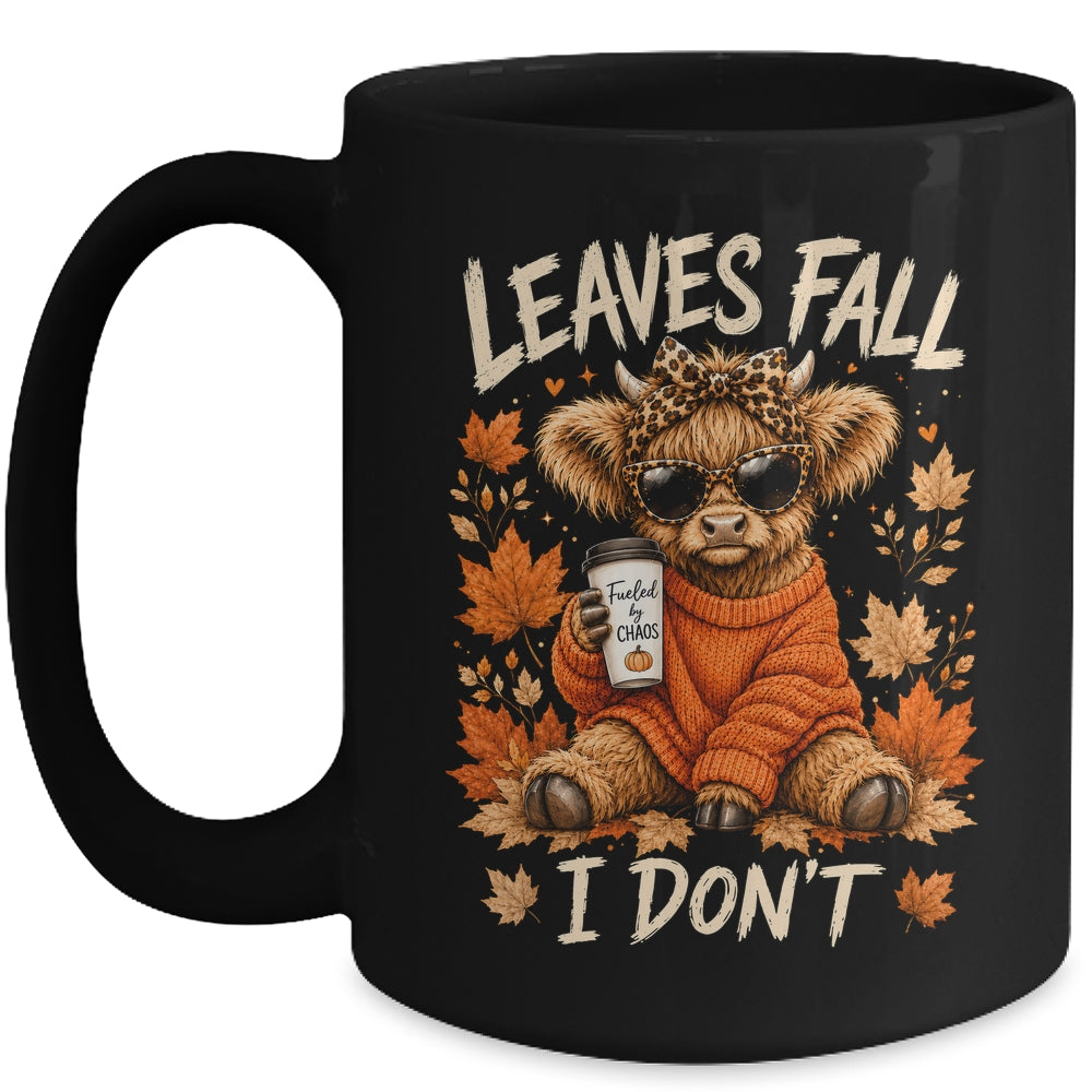 Retro Leaves Fall I Don't Western Highland Cow Farm Autumn Mug | siriusteestore