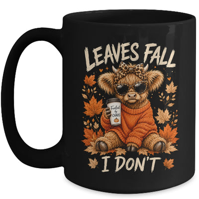 Retro Leaves Fall I Don't Western Highland Cow Farm Autumn Mug | siriusteestore