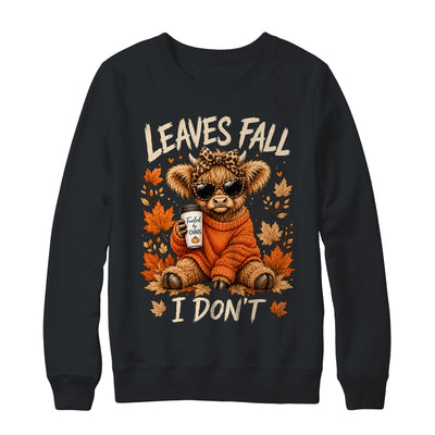 Retro Leaves Fall I Don't Western Highland Cow Farm Autumn Shirt & Sweatshirt | siriusteestore