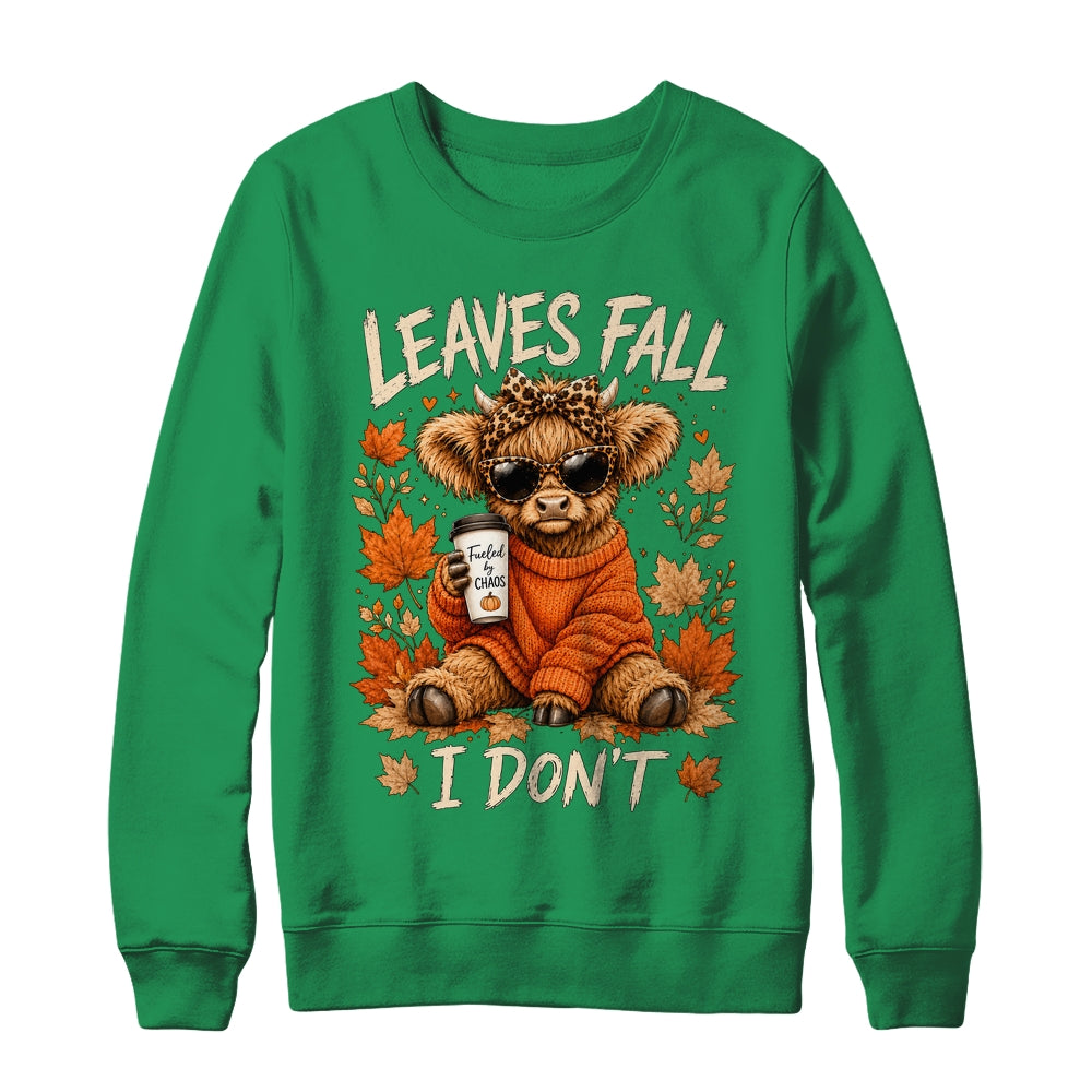 Retro Leaves Fall I Don't Western Highland Cow Farm Autumn Shirt & Sweatshirt | siriusteestore